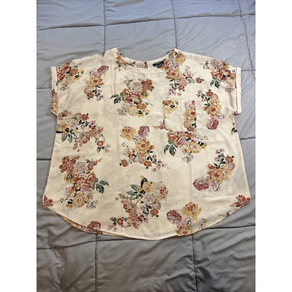Buffalo David Bitton Women's Woven Patch Pocket Blouse, Ivory Blossom, XXL